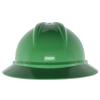 MSA 10168438 V-Gard 500 Full-Brim Hard Hat With 6-Point Fas-Trac III Ratchet Suspension | Polyethylene Shell, Superior Impact Protection, Self Adjusting Crown Straps - Standard Size in Green view 4