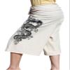 RaanPahMuang Cotton Fisherman Capri Wrap Shorts Tattoo Dragon Print, Medium, Cream view 2