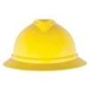 MSA 10167952 V-Gard 500 Full-Brim Hard Hat With 6-Point Fas-Trac III Ratchet Suspension | Polyethylene Shell, Superior Impact Protection, Self Adjusting Crown Straps - Standard Size in Yellow view 4
