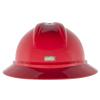 MSA 10168437 V-Gard 500 Full-Brim Hard Hat With 6-Point Fas-Trac III Ratchet Suspension | Polyethylene Shell, Superior Impact Protection, Self Adjusting Crown Straps - Standard Size in Red view 4