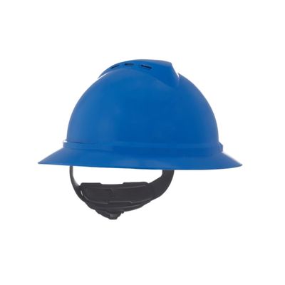 MSA 10167912 V-Gard 500 Full-Brim Hard Hat With Fas-Trac III Ratchet Suspension | Polyethylene Shell, Superior Impact Protection, Self Adjusting Crown Straps - Standard Size in Blue
