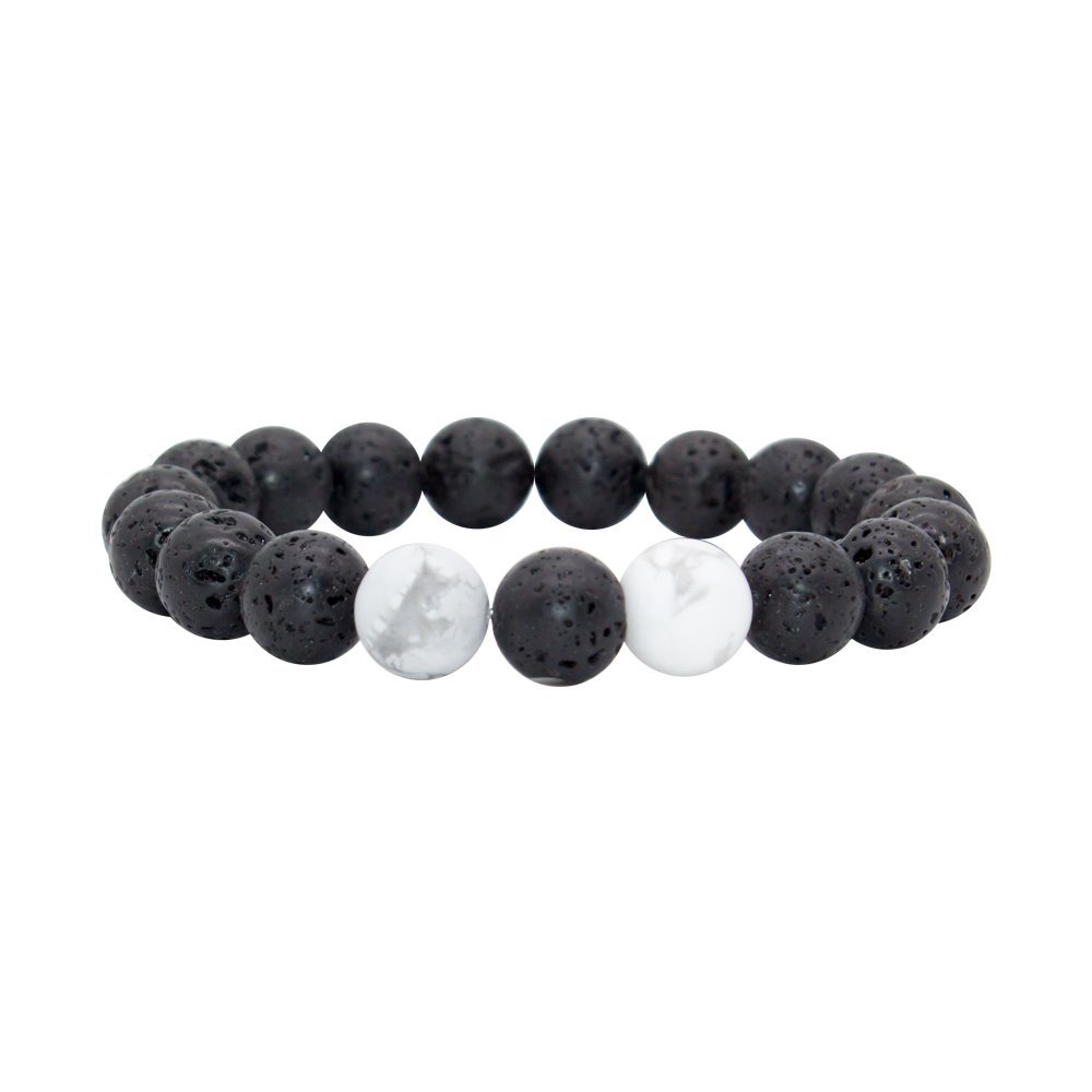 Bivei Lava Rock Stone Essential Oil Diffuser Bracelet - Natural Semi Precious Gemstone Beads Healing Crystal Bracelet