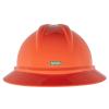 MSA 10168453 V-Gard 500 Full-Brim Hard Hat With 6-Point Fas-Trac III Ratchet Suspension | Polyethylene Shell, Superior Impact Protection, Self Adjusting Crown Straps - Standard Size in Hi-Viz Orange view 4
