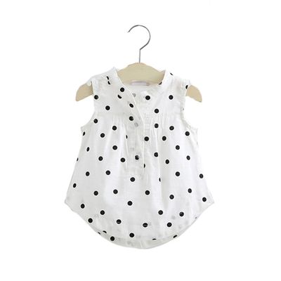Motecity Fashion Little Girls' Printed Sleeveless Summer T-Shirt Poka Dots 5T