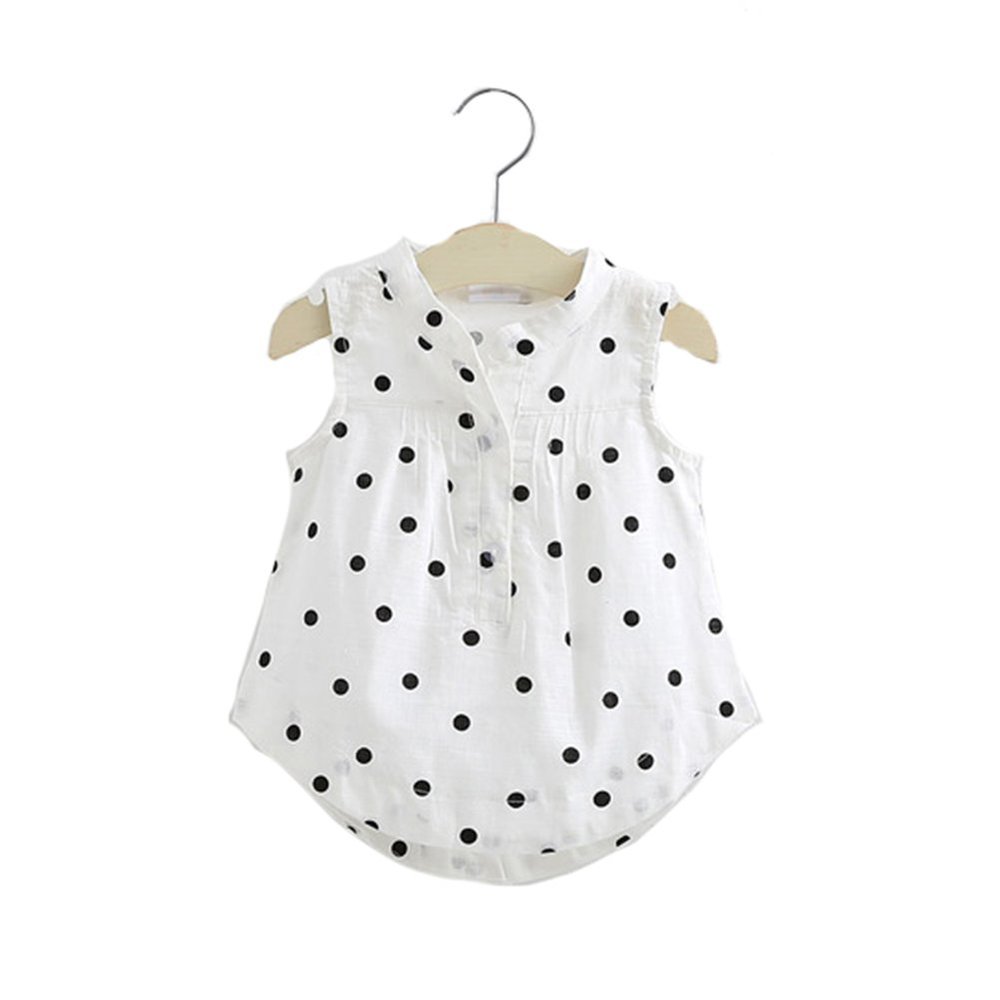 Motecity Fashion Little Girls' Printed Sleeveless Summer T-Shirt Poka Dots 5T