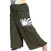 RaanPahMuang Warm Cotton Fisherman Wrap Pants Printed Dragon Column, Medium-Large, Japan Sun Print - Dark Green view 1