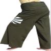 RaanPahMuang Warm Cotton Fisherman Wrap Pants Printed Dragon Column, Medium-Large, Japan Sun Print - Dark Green view 2