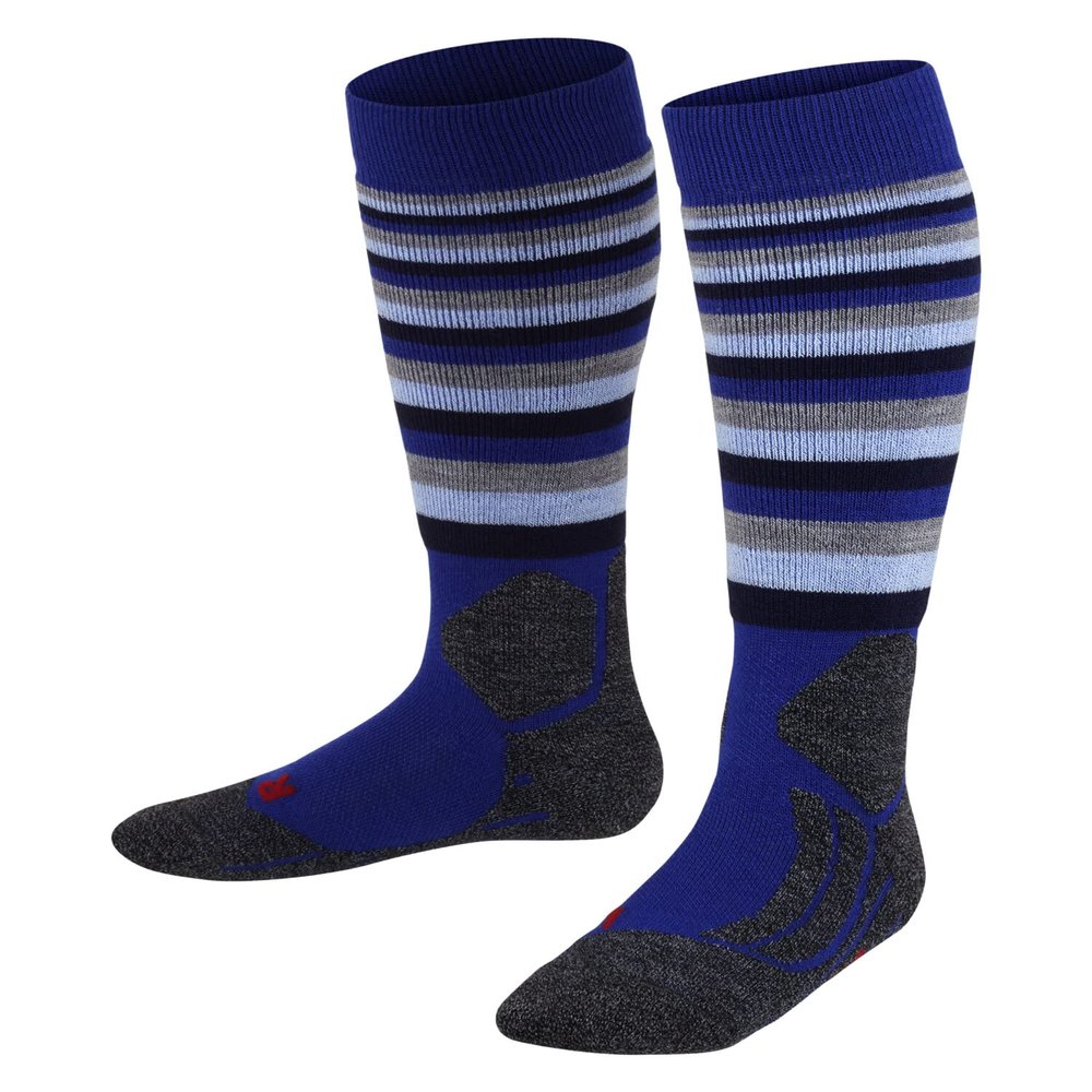 FALKE Unisex Kids SK2 Intermediate Stripes Ski Socks, Blue (Yve 6714), 10-12.5
