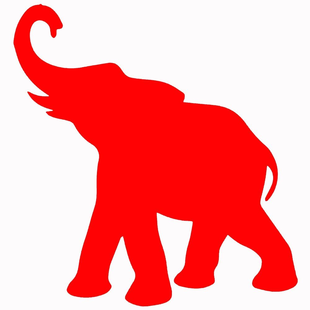 Elephant V1 Vinyl Decal by stickerdad - Size: 3.5", Color: RED - Windows, Walls, Bumpers, Laptop, Lockers, etc.