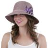 ToBeInStyle Women's Shimmery Flower Branch Folded Brim Summer Hat - Dark Pink view 1