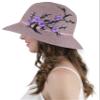 ToBeInStyle Women's Shimmery Flower Branch Folded Brim Summer Hat - Dark Pink view 2