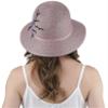 ToBeInStyle Women's Shimmery Flower Branch Folded Brim Summer Hat - Dark Pink view 3