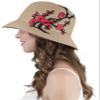 ToBeInStyle Women's Shimmery Flower Branch Folded Brim Summer Hat - L Brown view 2