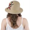 ToBeInStyle Women's Shimmery Flower Branch Folded Brim Summer Hat - L Brown view 3