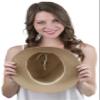 ToBeInStyle Women's Shimmery Flower Branch Folded Brim Summer Hat - L Brown view 4