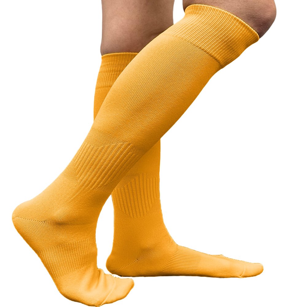 COUVER Polyester Softball Soccer Socks Baseball Football Socks for Youth Men and Women, Medium, Like Brazil Yellow, 1 Pair