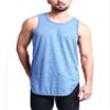 VICTORIOUS Solid Color Long Length Curved Hem Tank Top TT47 - Carolina Blue - Small - G14B view 4