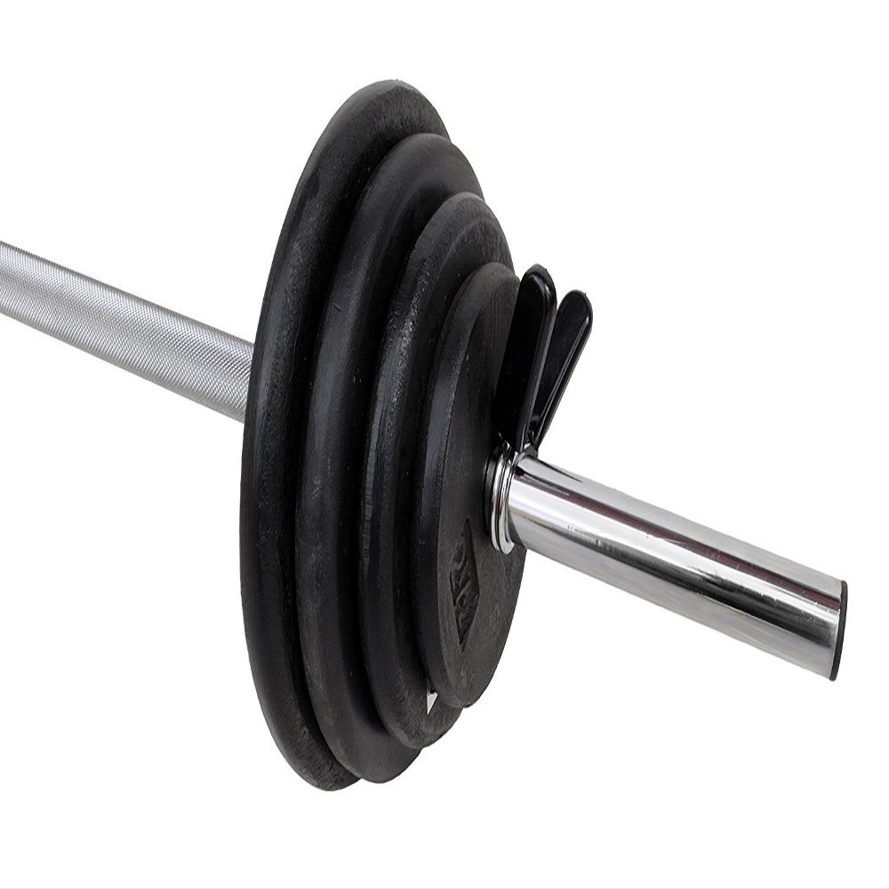 Ader Barbell Set 1'' Standard Plates Set 30lb -170lb (Black, 125lb)