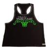 Crazee Wear Fitted Black with Grey Trim Bodybuilder Tank Top with Neon Green Train Insane view 1