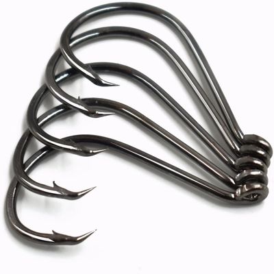 100pcs Size 4#~6/0 Offset Point Octopus Hook with Closed Eye Black High Carbon Steel Sport Circle Hook (2/0100pcs)