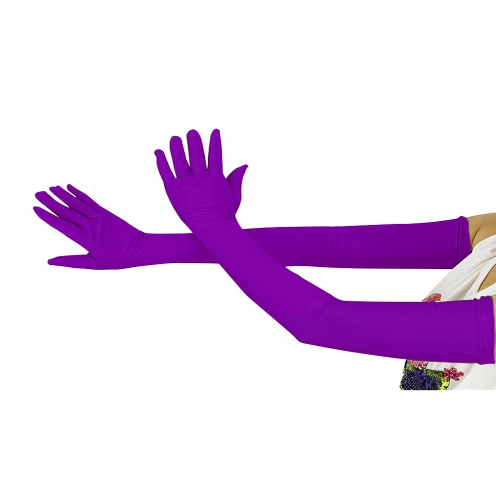 Ensnovo Adult Over Elbow 20.1" Stretch Long Spandex Opera Gloves Violet,Large