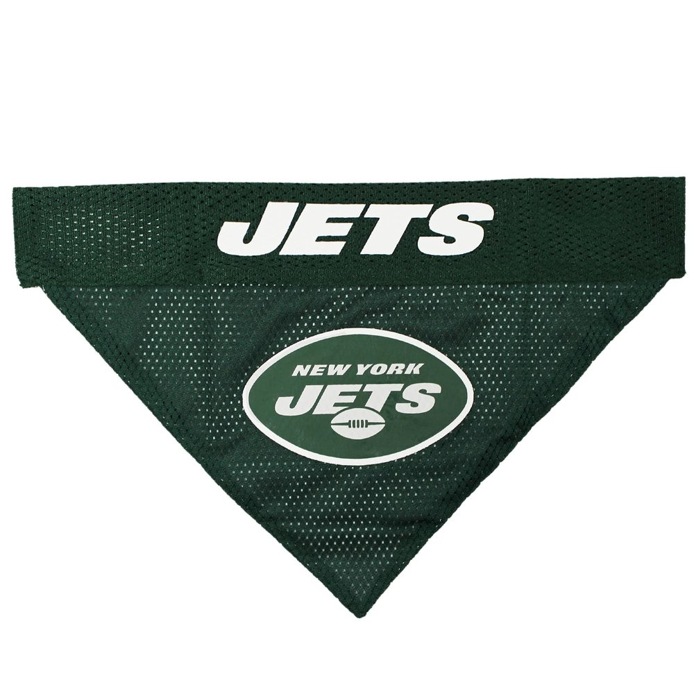 Pets First NFL DOG BANDANA - NEW YORK JETS REVERSIBLE PET BANDANA. 2 Sided Sports Bandana with a PREMIUM Embroidery TEAM LOGO, Small/Medium. - 2 Sizes & 32 NFL Teams available