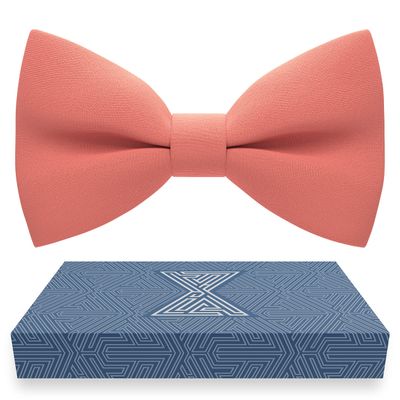 Bow Tie House Babies Classic Pre-Tied Bow Tie Formal Solid Tuxedo (Small, Bright Peach)
