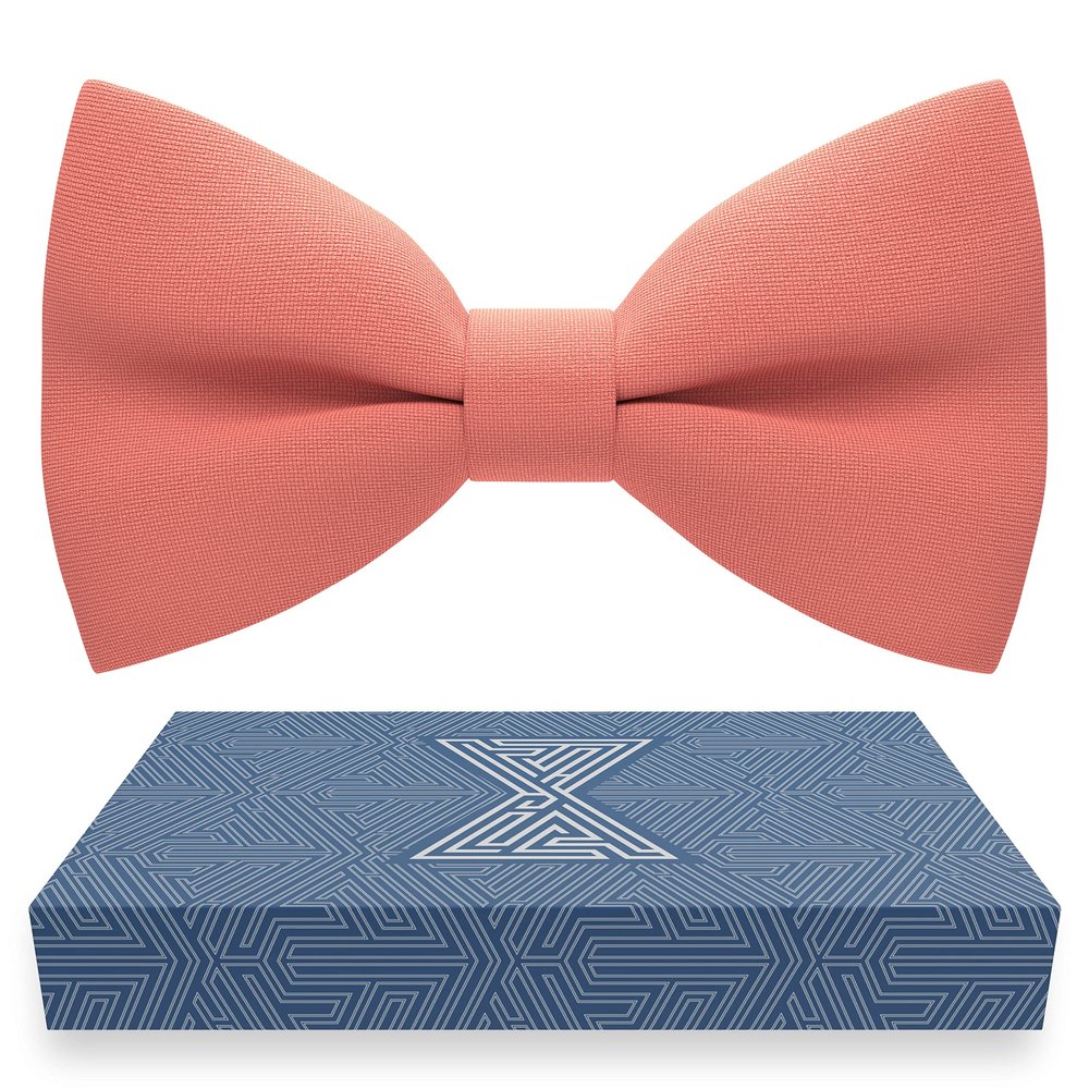 Bow Tie House Babies Classic Pre-Tied Bow Tie Formal Solid Tuxedo (Small, Bright Peach)