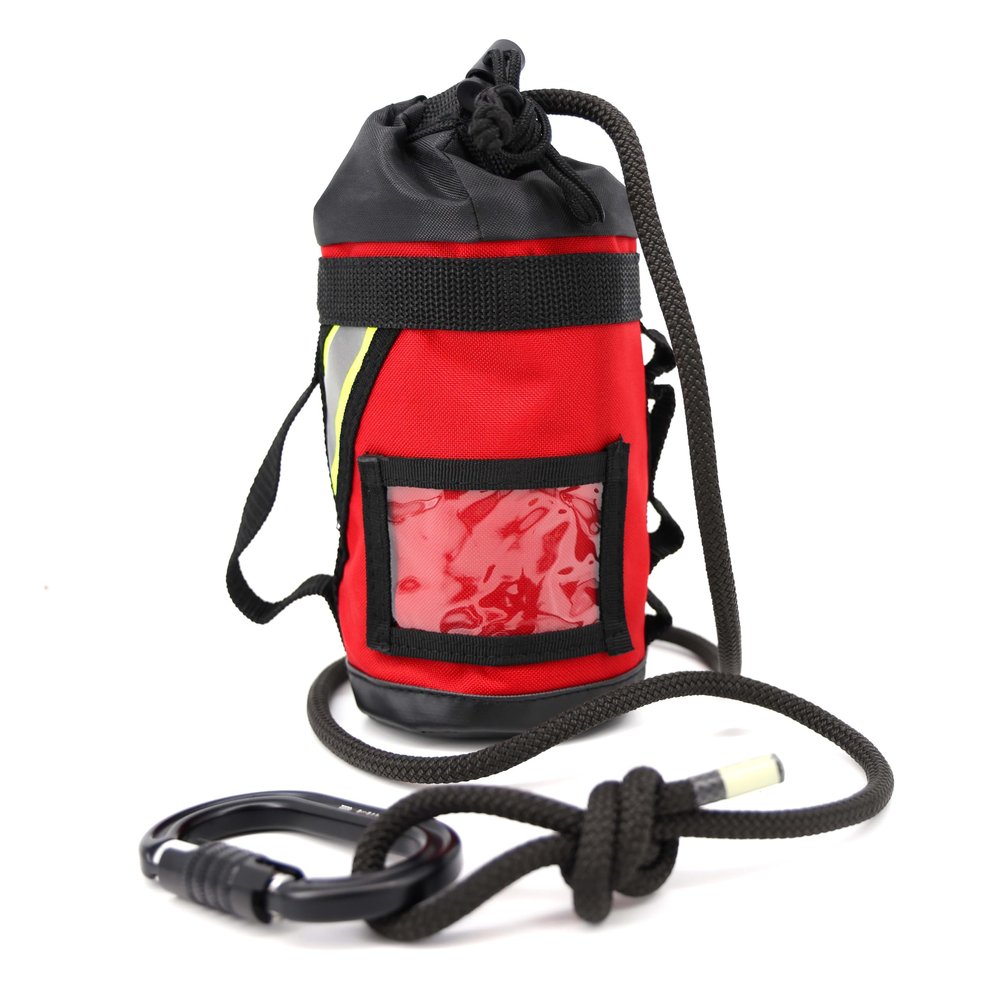 Lightning X Fire Rescue Personal Escape Rope Bag Bail Out Kit w/ 40' x 8mm Rope & Carabiner NFPA - Red