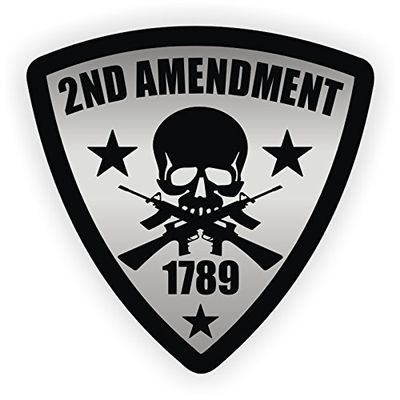 2nd Amendment V2 Hard Hat Helmet Sticker Vinyl Decal by stickerdad (7 Pack) Full Color Printed - (Size: 2" Color: Black/Gray) - for Windows, Walls, Bumpers, Laptop, Lockers, etc.