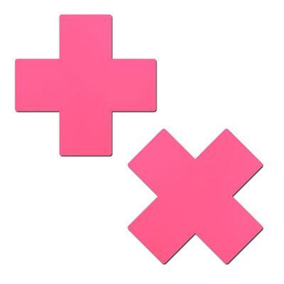 PASTEASE X Pasties - Neon Pink UV Reactive X Nipple Covers for Festivals, Raves, & Lingerie | Halloween Accessory | Latex Free & Made in USA (Neon Pink UV Reactive X)