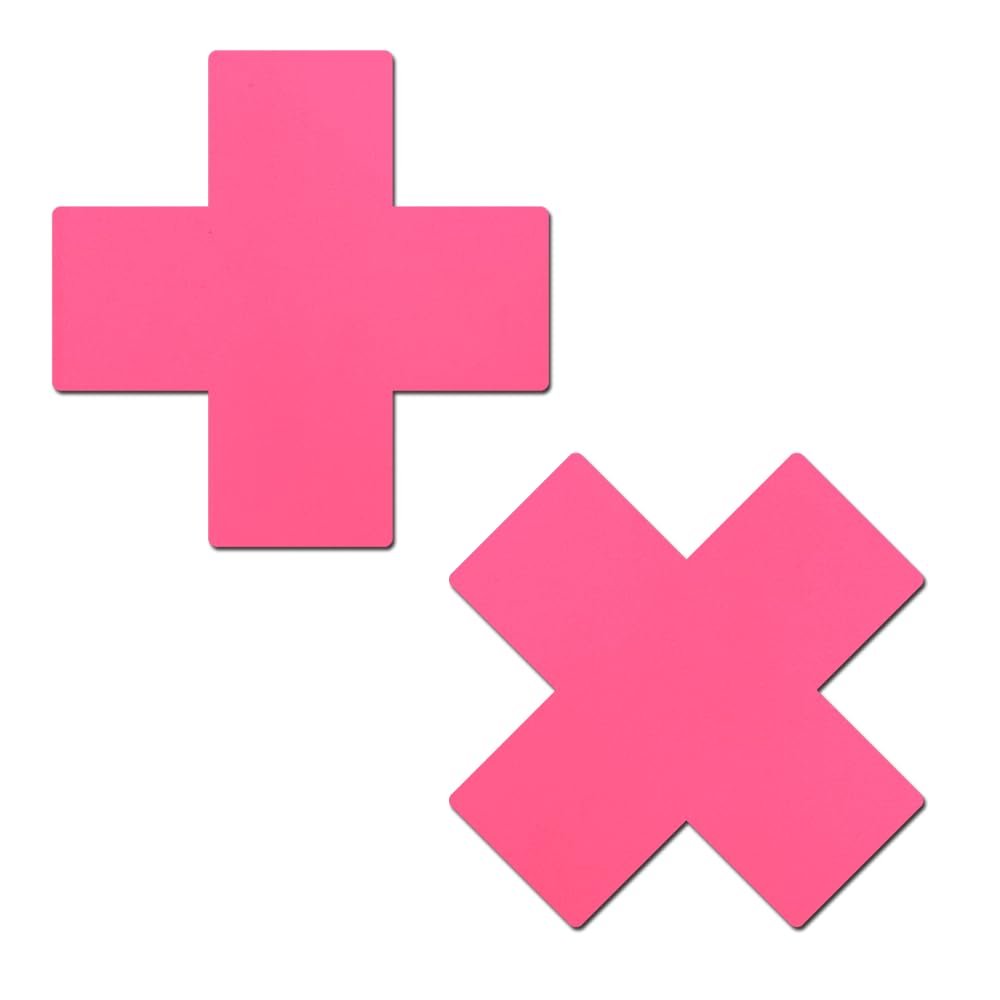 PASTEASE X Pasties - Neon Pink UV Reactive X Nipple Covers for Festivals, Raves, & Lingerie | Halloween Accessory | Latex Free & Made in USA (Neon Pink UV Reactive X)