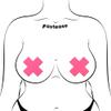 PASTEASE X Pasties - Neon Pink UV Reactive X Nipple Covers for Festivals, Raves, & Lingerie | Halloween Accessory | Latex Free & Made in USA (Neon Pink UV Reactive X) view 4