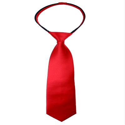Spring Notion Boys' Pre-tied Satin Zipper Necktie - Adjustable Ties for Kids, X-Large with gift box, True Red