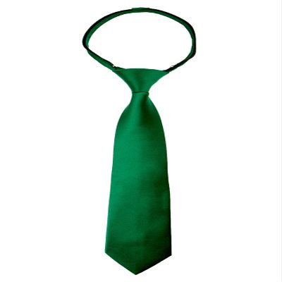 Spring Notion Boys' Pre-tied Satin Zipper Necktie - Adjustable Ties for Kids, Small with gift box, Emerald