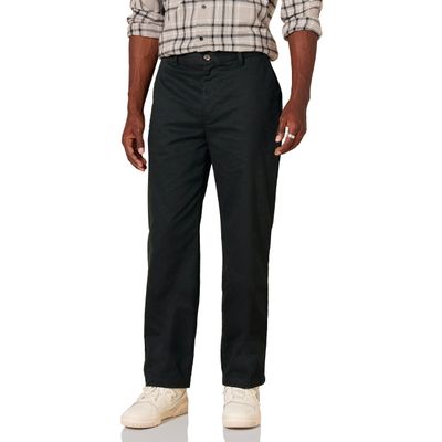 Amazon Essentials Men's Classic-Fit Wrinkle-Resistant Flat-Front Chino Pant, True Black, 35W x 29L
