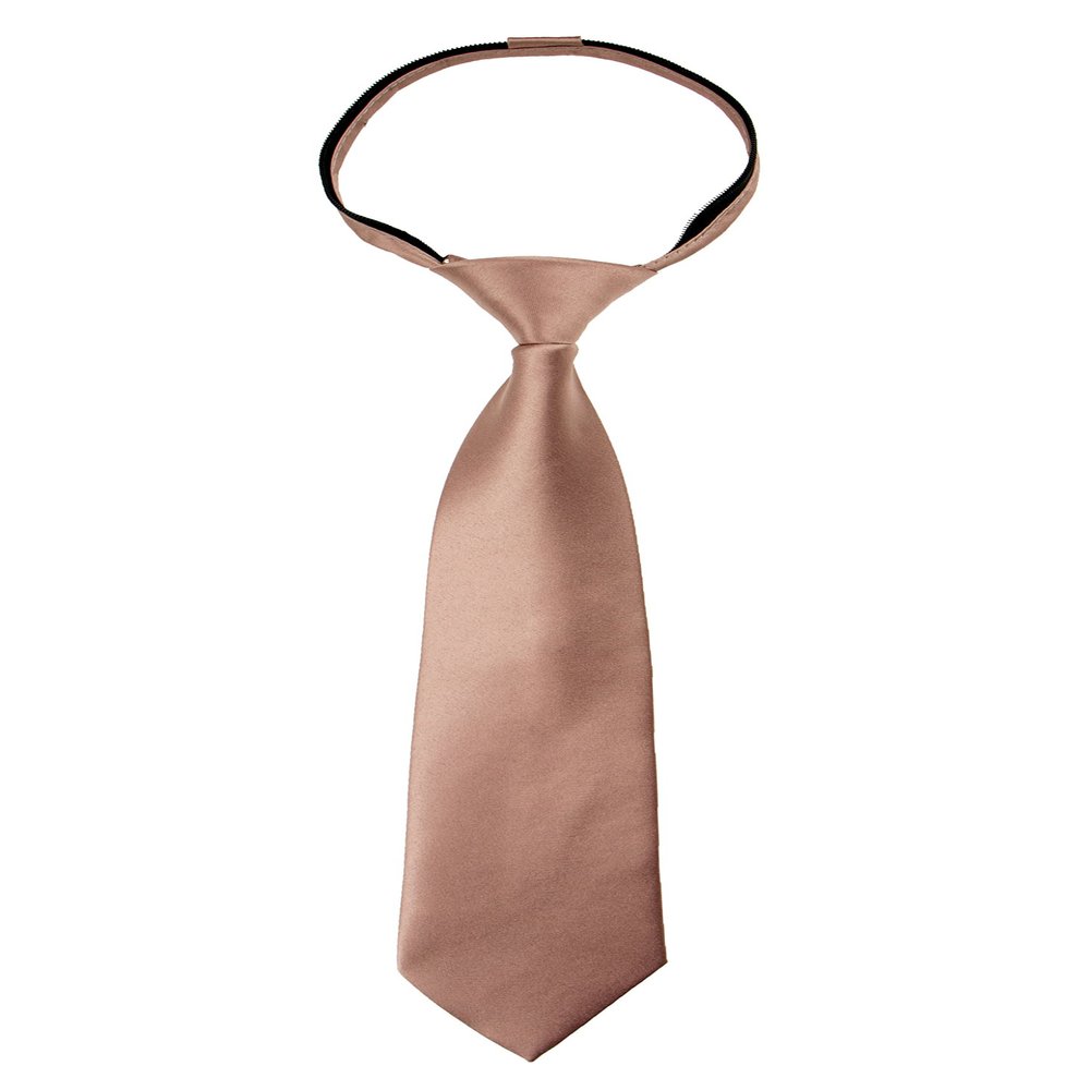 Spring Notion Boys' Pre-tied Satin Zipper Necktie - Adjustable Ties for Kids, X-Small with gift box, Pink Copper
