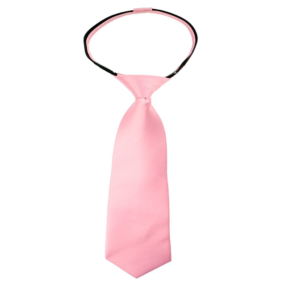 Spring Notion Boys' Pre-tied Satin Zipper Necktie - Adjustable Ties for Kids, Small with gift box, Dusty Rose