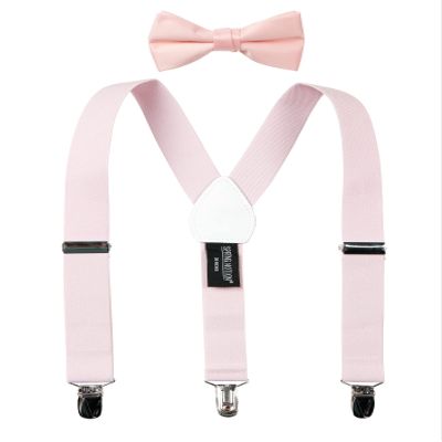 Spring Notion Boys' Suspenders and Solid Color Bowtie Set Blush Pink Small