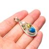 StarGems Natural Two Tones Navy Sodalite and River Pearl 925 Sterling Silver Pendant 1 1/2" T1157 view 3