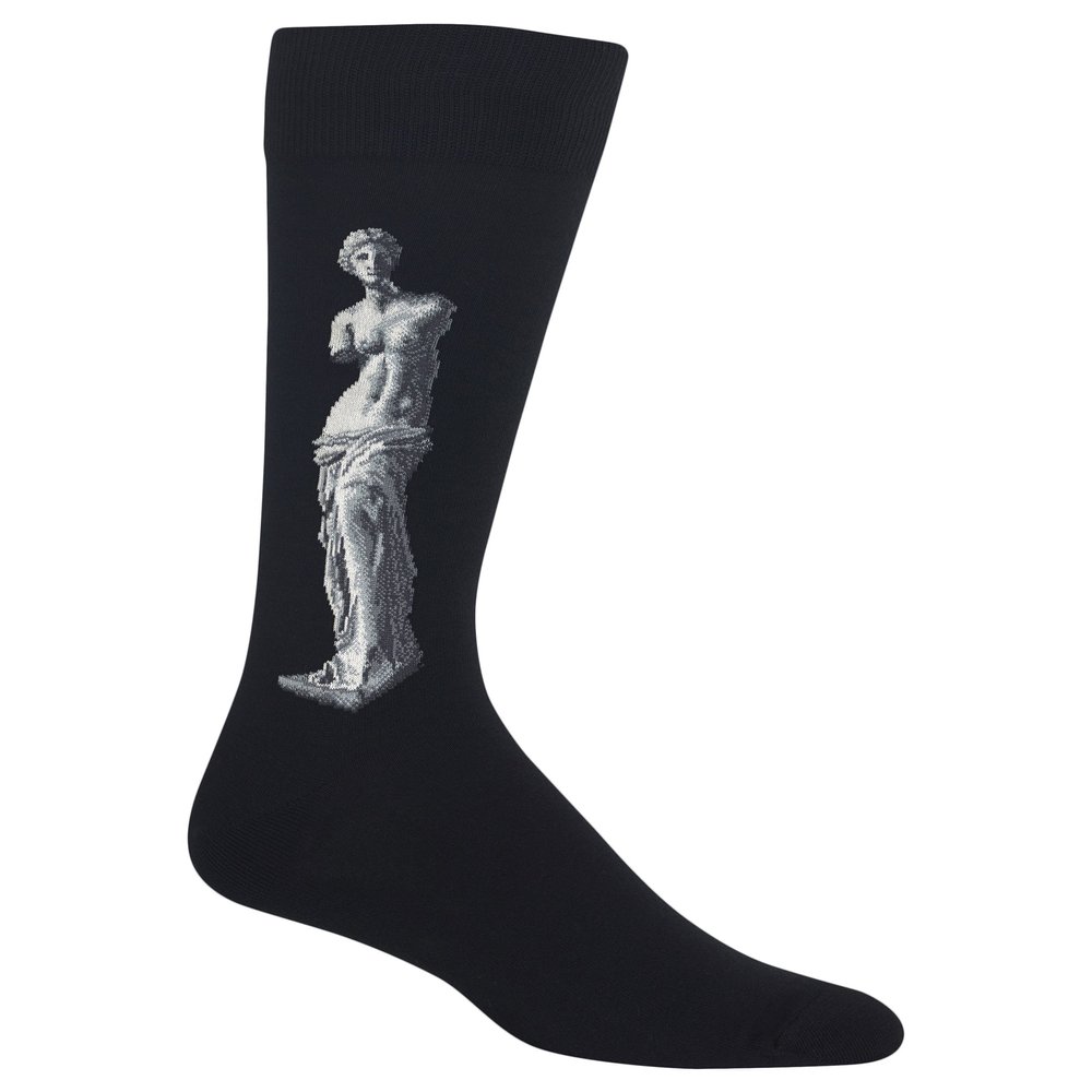 Hot Sox Men's Famous Artist Series Novelty Crew Socks, Venus De Milo (Black), Shoe Size: 6-12