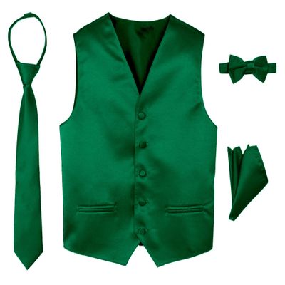 Spring Notion Boys' 4-Piece Satin Tuxedo Vest Set 4T Emerald