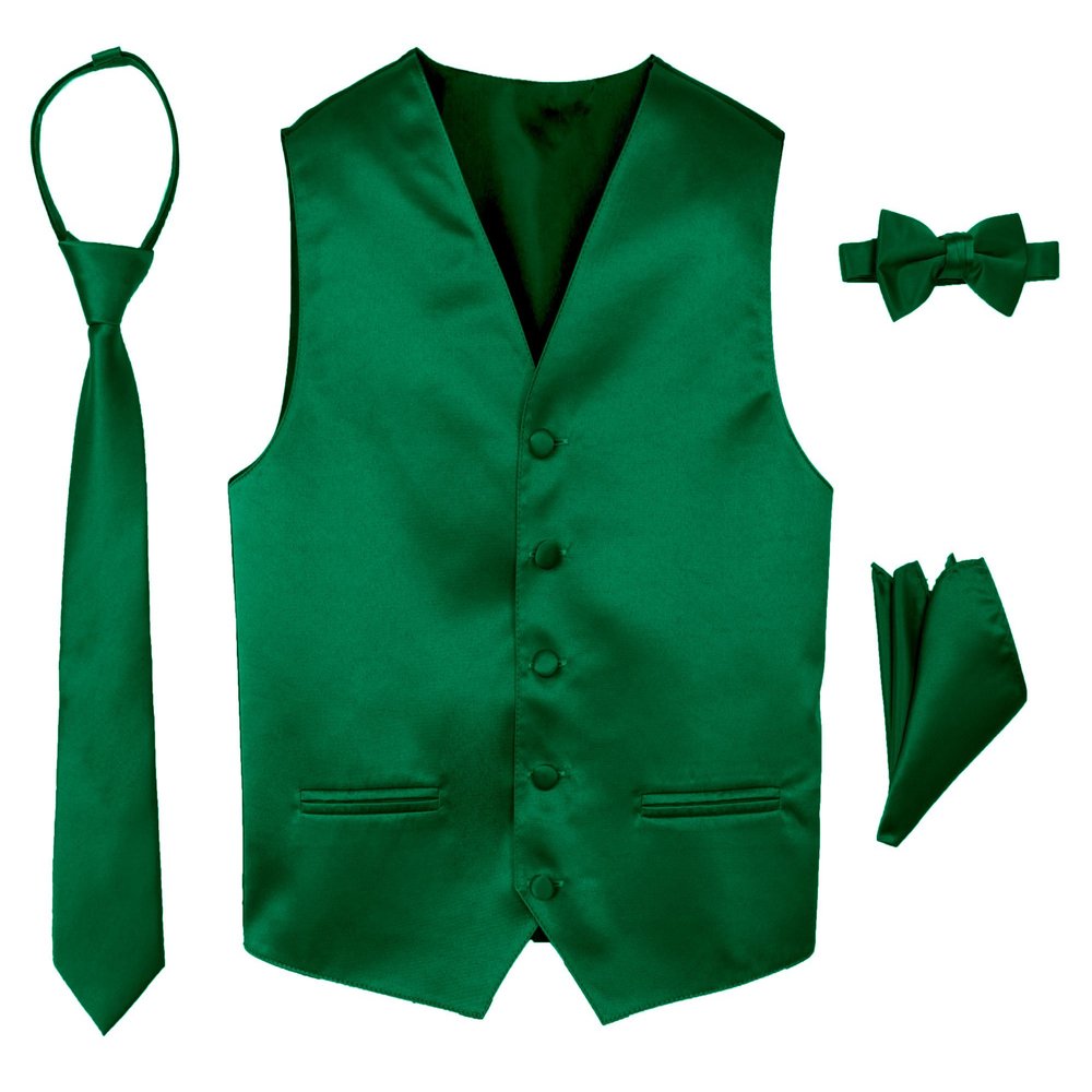 Spring Notion Boys' 4-Piece Satin Tuxedo Vest Set 4T Emerald