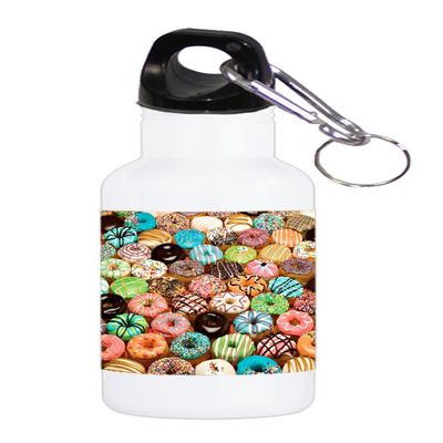 Debbie's Designs Bright Colorful Donuts Doughnuts - Printed 20oz White Stainless Steel Sport Water Bottle