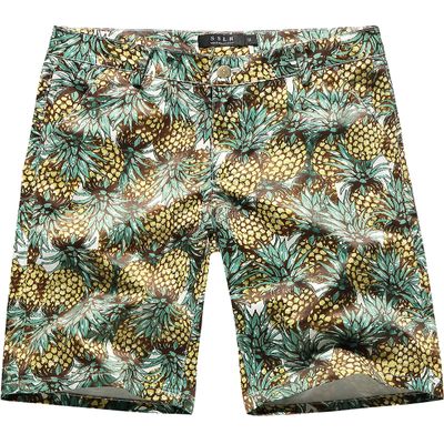 SSLR Mens Shorts Causal Flat Front Hawaiian Summer Shorts for Men (30, Green)