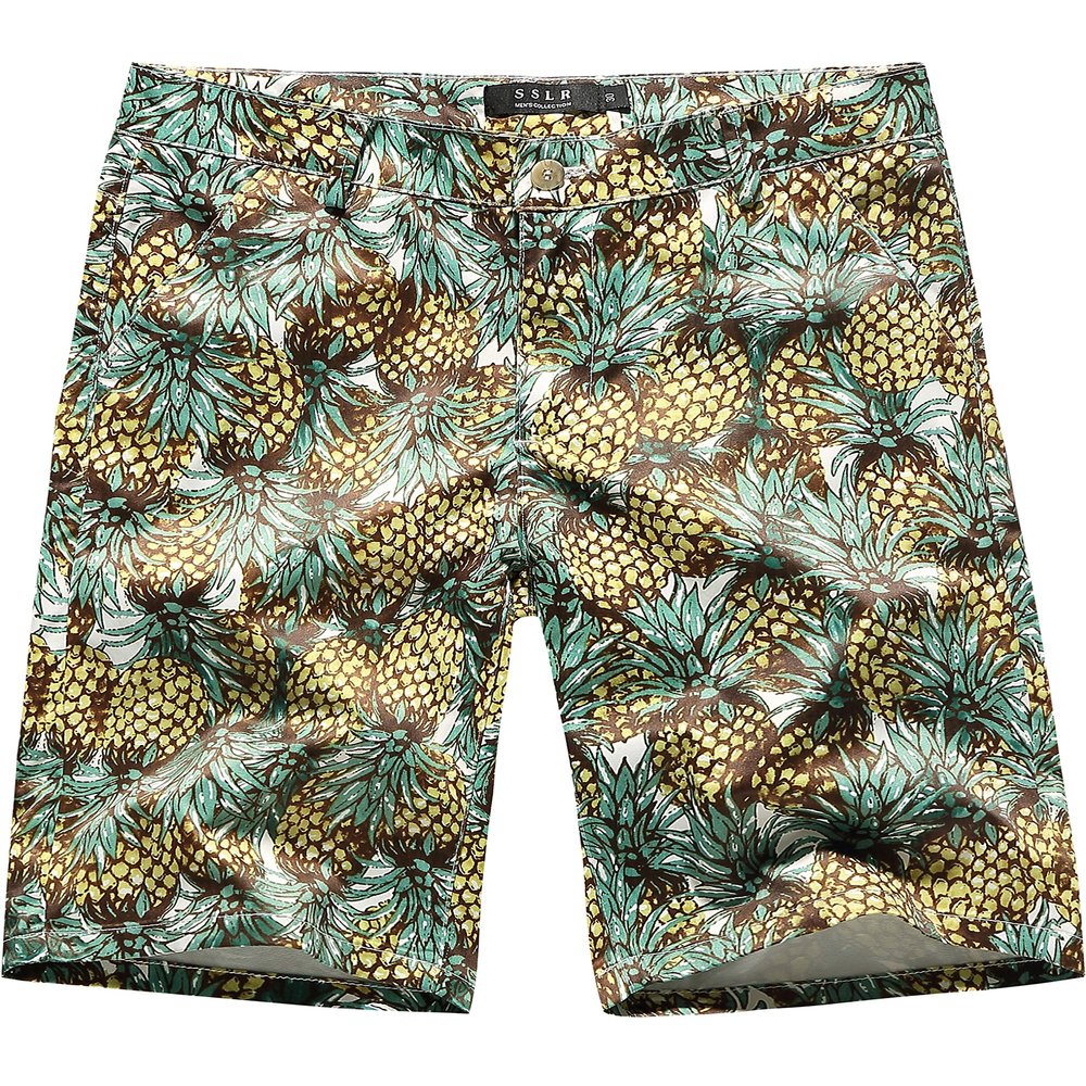 SSLR Mens Shorts Causal Flat Front Hawaiian Summer Shorts for Men (30, Green)