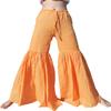 RaanPahMuang Brand Wide Lower Leg Flared Light Cotton Stepped Pants Baggy Cut, Large, Amber Orange view 1