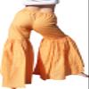 RaanPahMuang Brand Wide Lower Leg Flared Light Cotton Stepped Pants Baggy Cut, Large, Amber Orange view 2