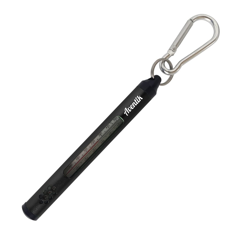 Aventik Fly Fishing Water Streamer Thermometer 20-120 Fahrenheit/Celsius Rotate Lake Thermometer Anglers Vest Pack Tool Gear Accessories Fly Fishing Carp Bass Sea Fishing(Black)