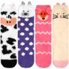 BambooMN Super Soft Warm Cute Animal Non-Slip Fuzzy Crew Winter Socks - 4 Pairs - Assortment E view 1